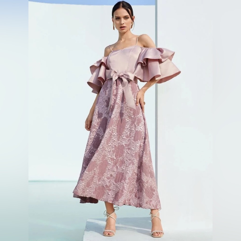 Floral jacquard dress
